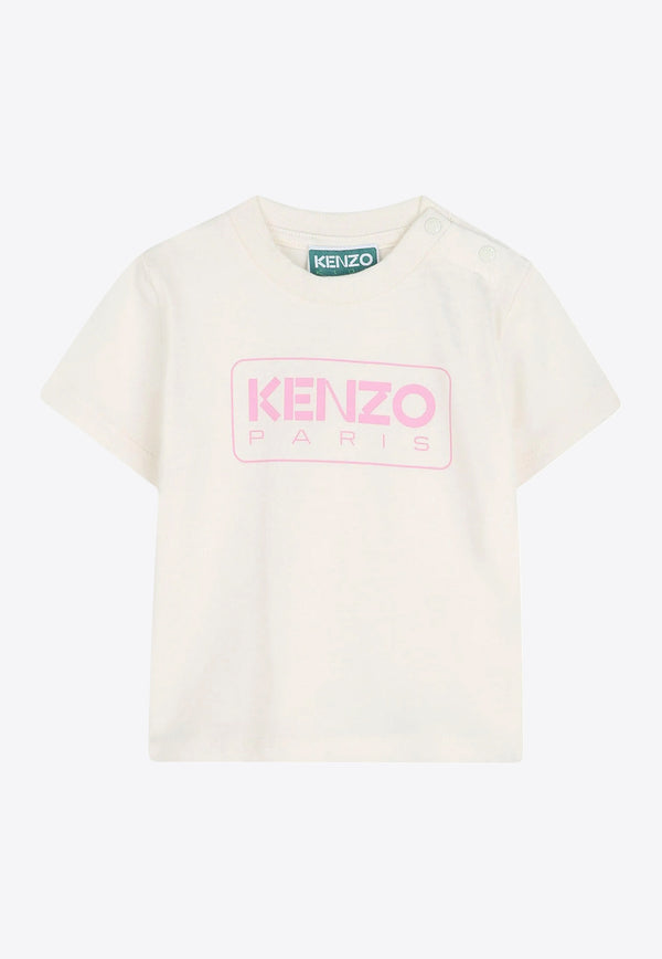 Kenzo Kids Baby Girls Logo Print T-shirt Off-white K60972/N74_OFF-WHITE