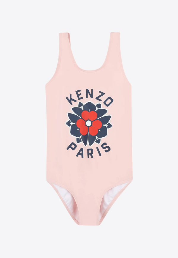 Kenzo Kids Girls Flower Print One-Piece Swimsuit Pink K60981/45Z_ROSE