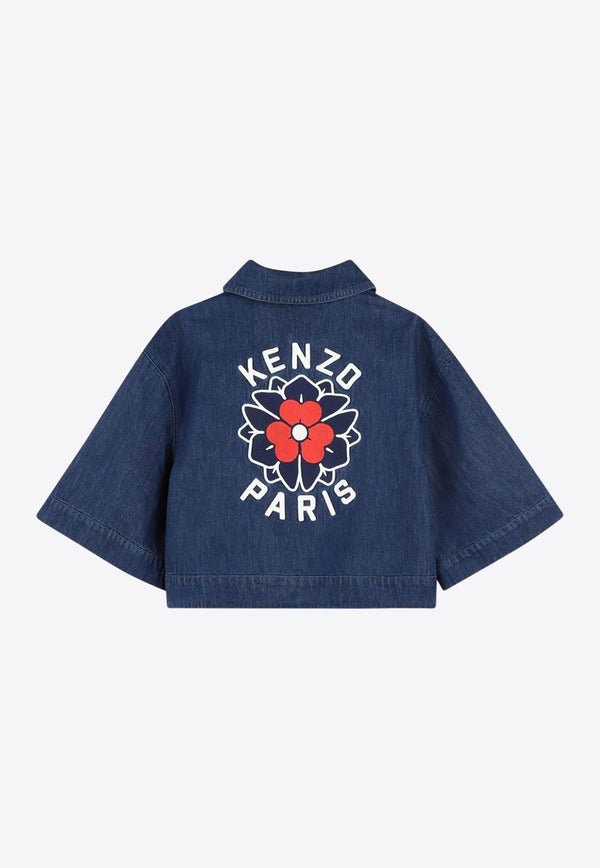 Kenzo Kids Girls Cropped Denim Shirt Denim K60986/Z25_DENIM