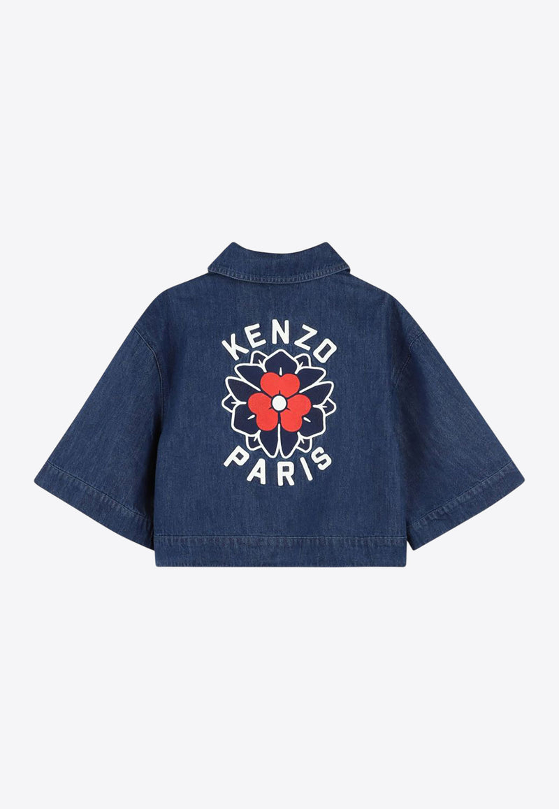 Kenzo Kids Girls Cropped Denim Shirt Denim K60986/Z25_DENIM