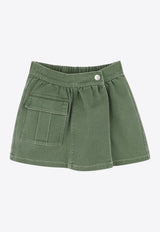 Kenzo Kids Girls Logo Label Denim Skorts Green K60988/64S_GREEN
