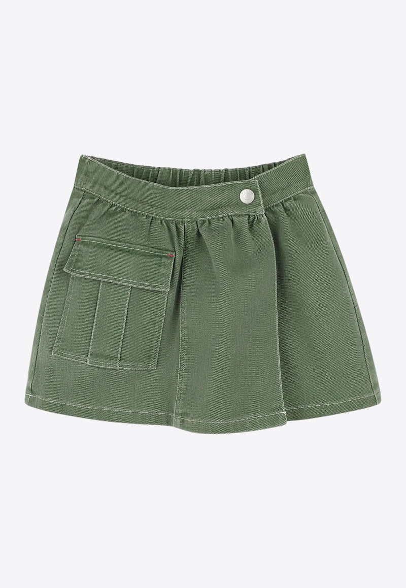 Kenzo Kids Girls Logo Label Denim Skorts Green K60988/64S_GREEN