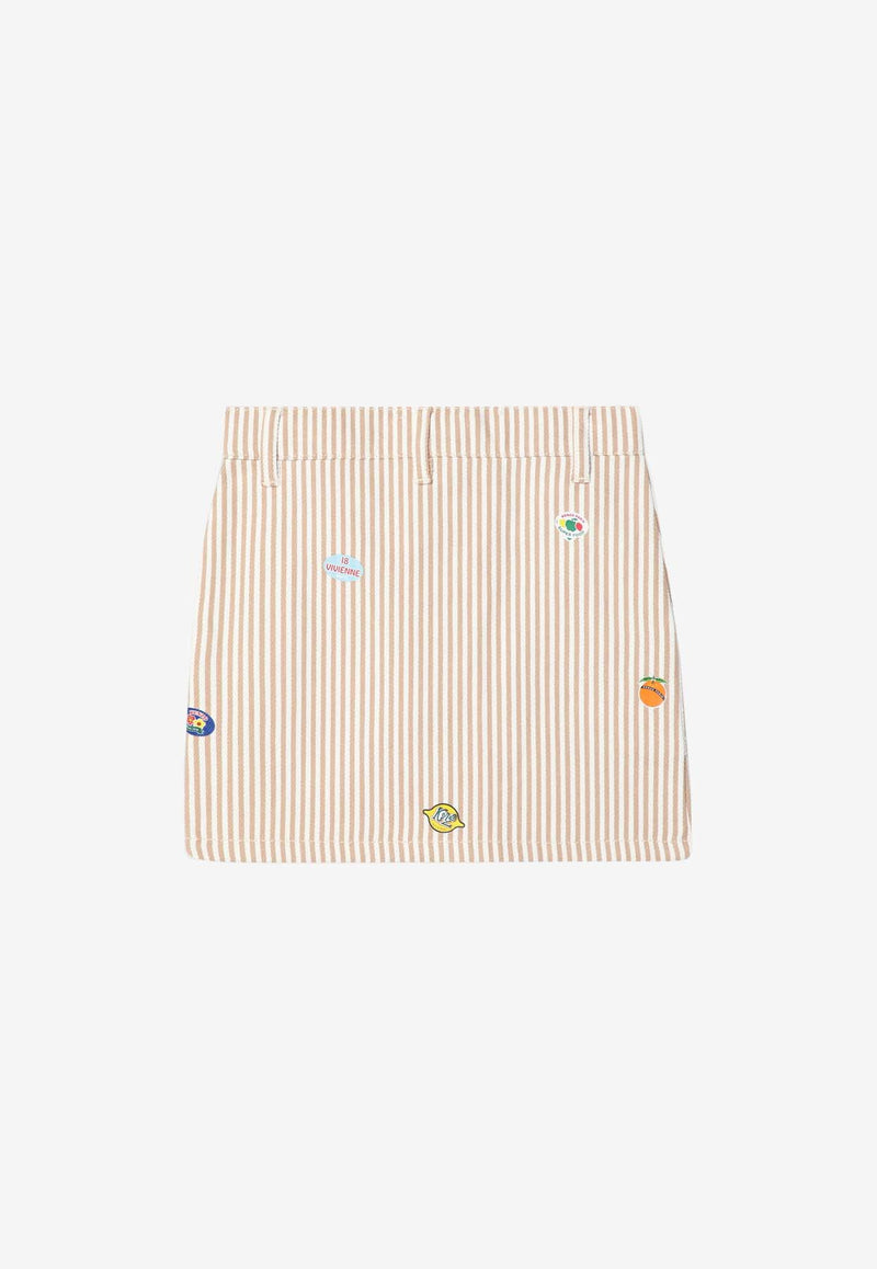 Kenzo Kids Girls Striped Mini Skirt Beige K60997-ADE/Q_KENZO-21G