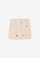 Kenzo Kids Girls Striped Mini Skirt Beige K60997-BDE/Q_KENZO-21G