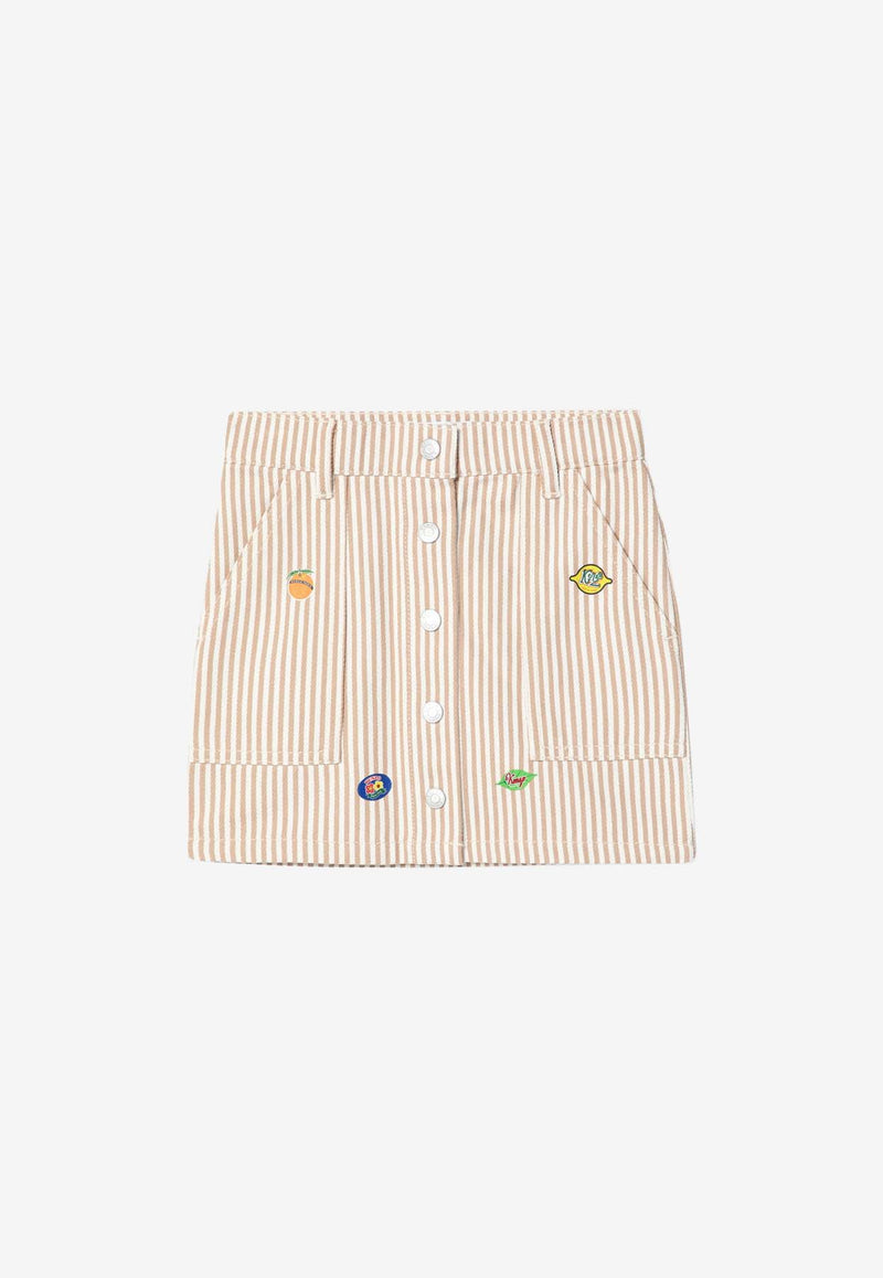 Kenzo Kids Girls Striped Mini Skirt Beige K60997-BDE/Q_KENZO-21G