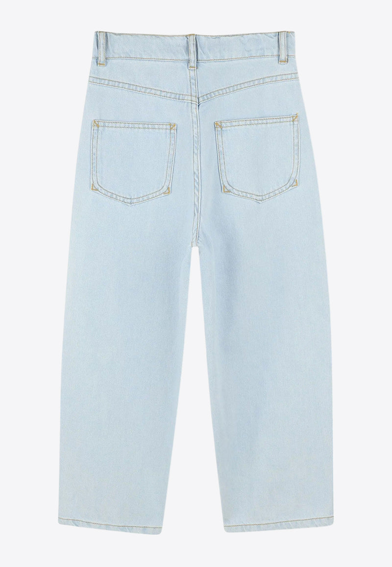 Kenzo Kids Girls Fruity Stickers Print Jeans Denim K60998/Z74_DENIM