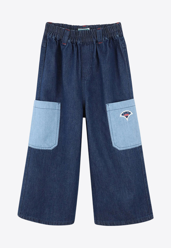Kenzo Kids Girls Logo-Embroidered Jeans Denim K61000/Z25_DENIM