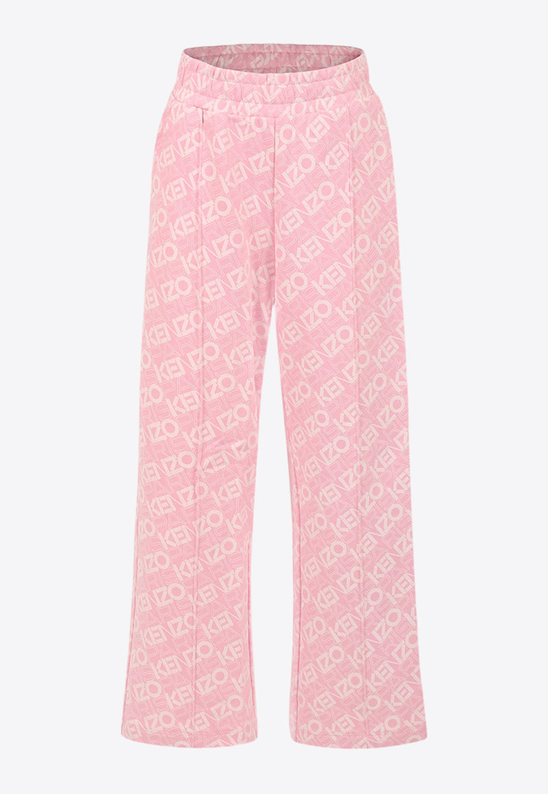 Kenzo Kids Girls All-Over Logo Track Pants Pink K61005/465_PINK