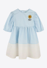 Kenzo Kids Girls Sunflower Patch Dress Light Blue K61014/77L_LIGHT BLUE
