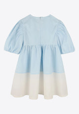 Kenzo Kids Girls Sunflower Patch Dress Light Blue K61014/77L_LIGHT BLUE