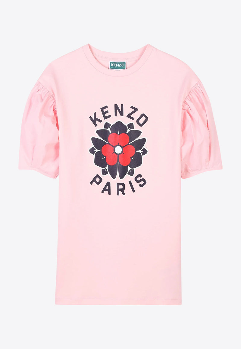Kenzo Kids Girls Flower Print Logo T-shirt Pink K61016/45Z_ROSE