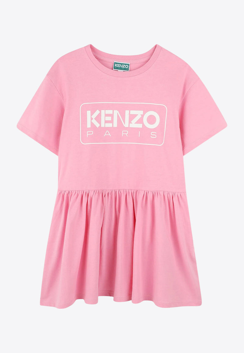 Kenzo Kids Girls Logo Print Dress Pink K61021/465_PINK