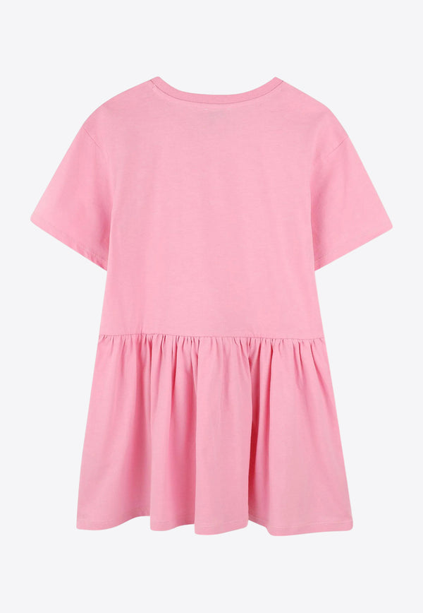 Kenzo Kids Girls Logo Print Dress Pink K61021/465_PINK