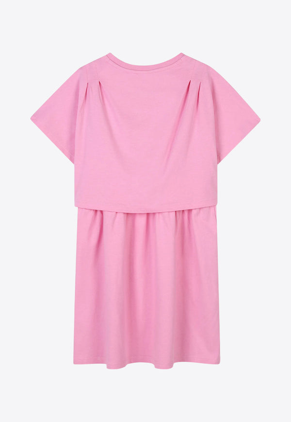 Kenzo Kids Girls Graphic Logo Print Dress Pink K61029/465_PINK