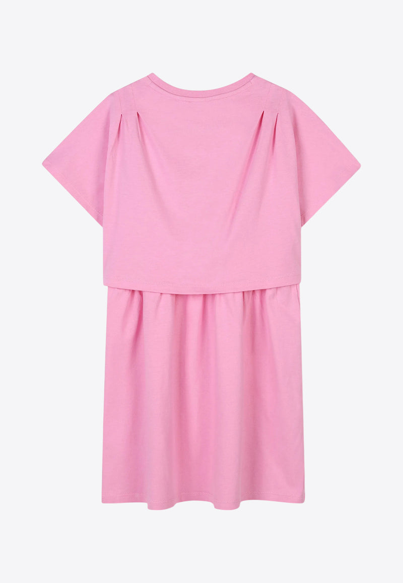 Kenzo Kids Girls Graphic Logo Print Dress Pink K61029/465_PINK