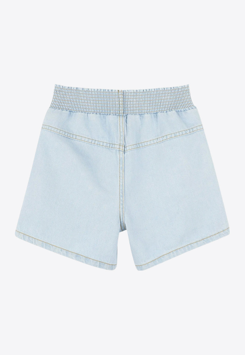 Kenzo Kids Girls Fruity Stickers Print Denim Shorts Denim K61039/Z74_DENIM