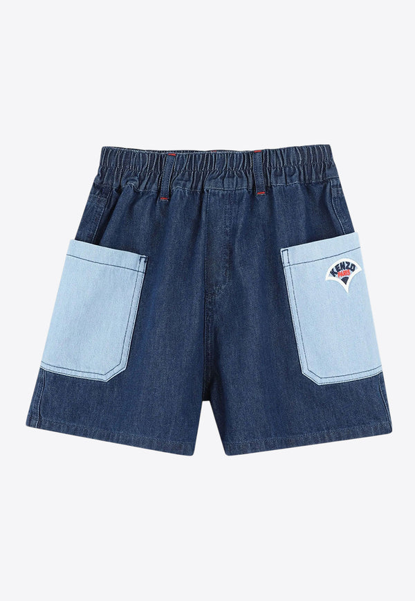 Kenzo Kids Girls Embroidered Logo Denim Shorts Denim K61040/Z25_DENIM