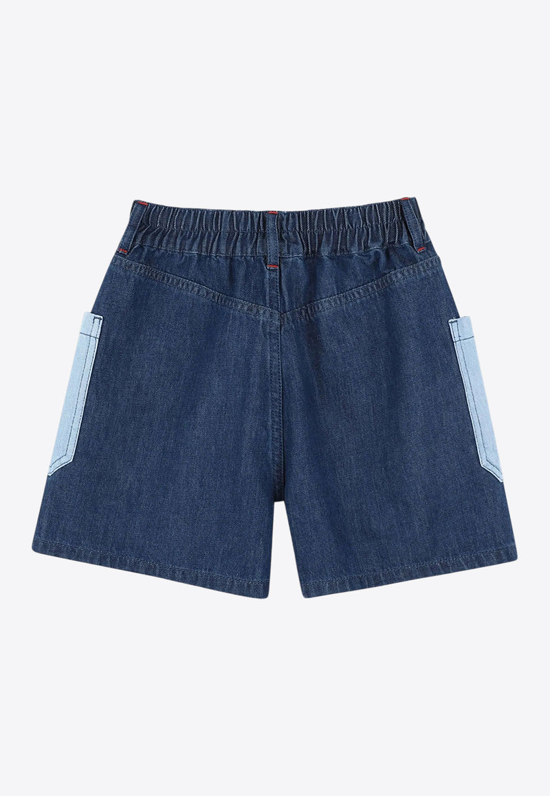 Kenzo Kids Girls Embroidered Logo Denim Shorts Denim K61040/Z25_DENIM