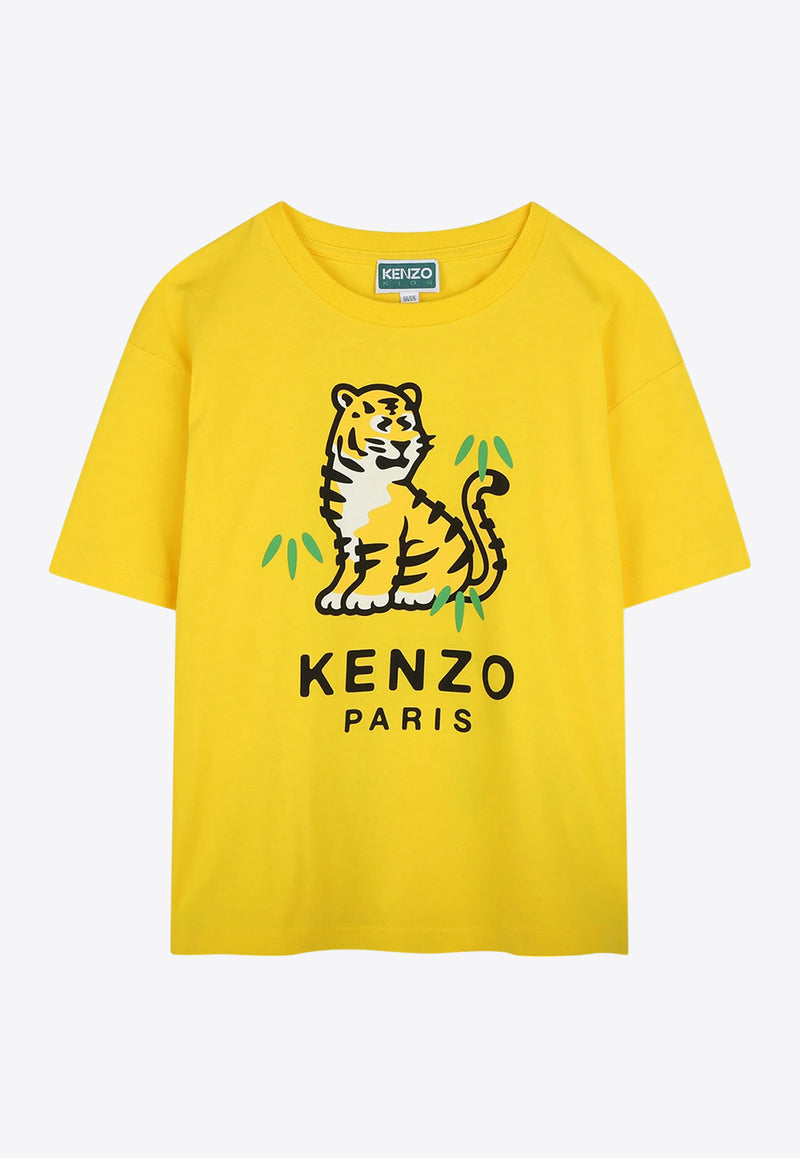 Kenzo Kids Boys Tiger Print T-shirt Yellow K61052/525_YELLOW