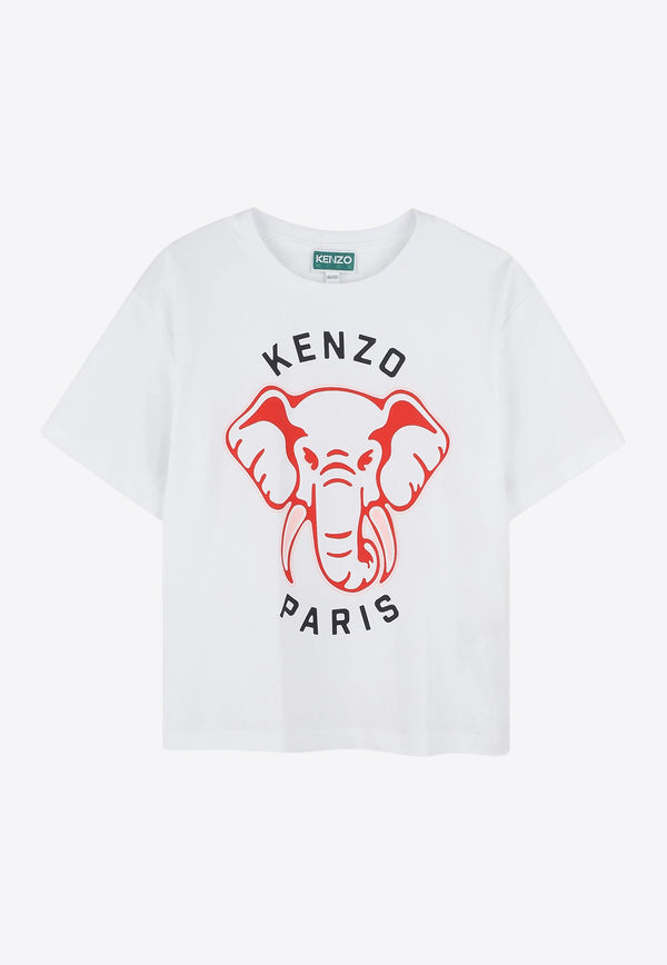 Kenzo Kids Boys Elephant Print T-shirt White K61055/10P_WHITE