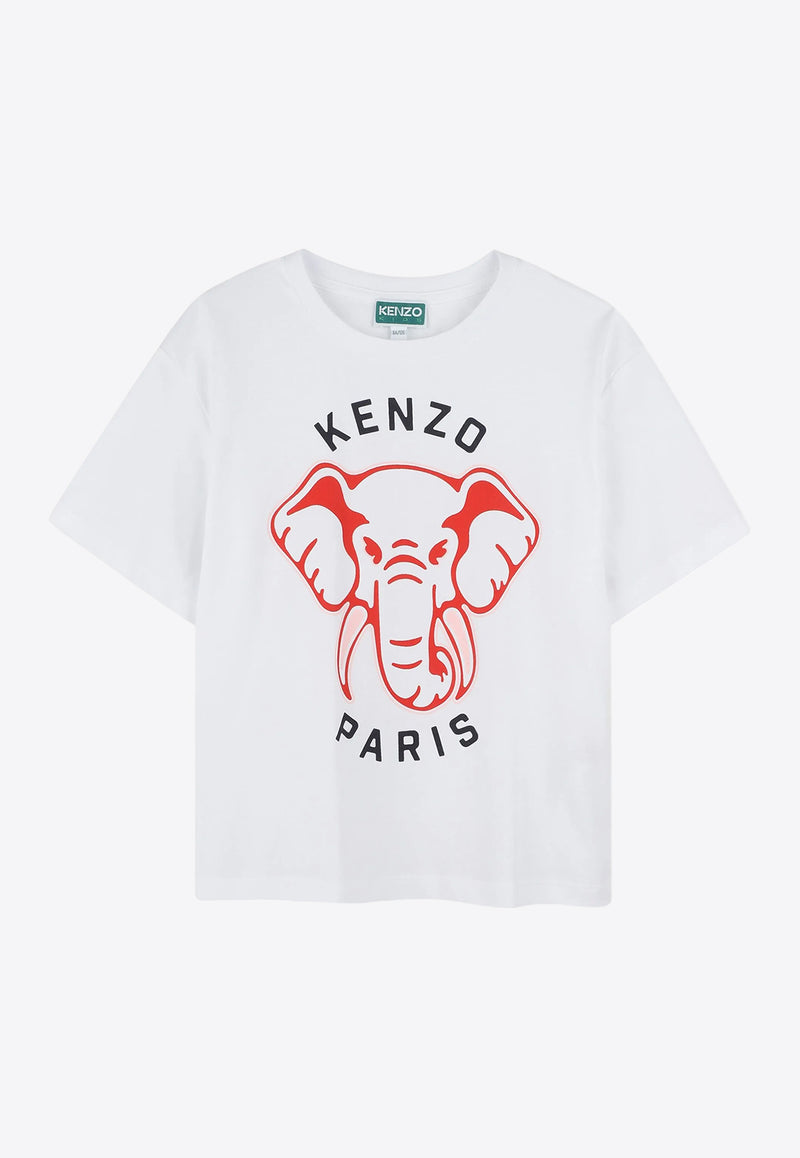 Kenzo Kids Boys Elephant Print T-shirt White K61055/10P_WHITE