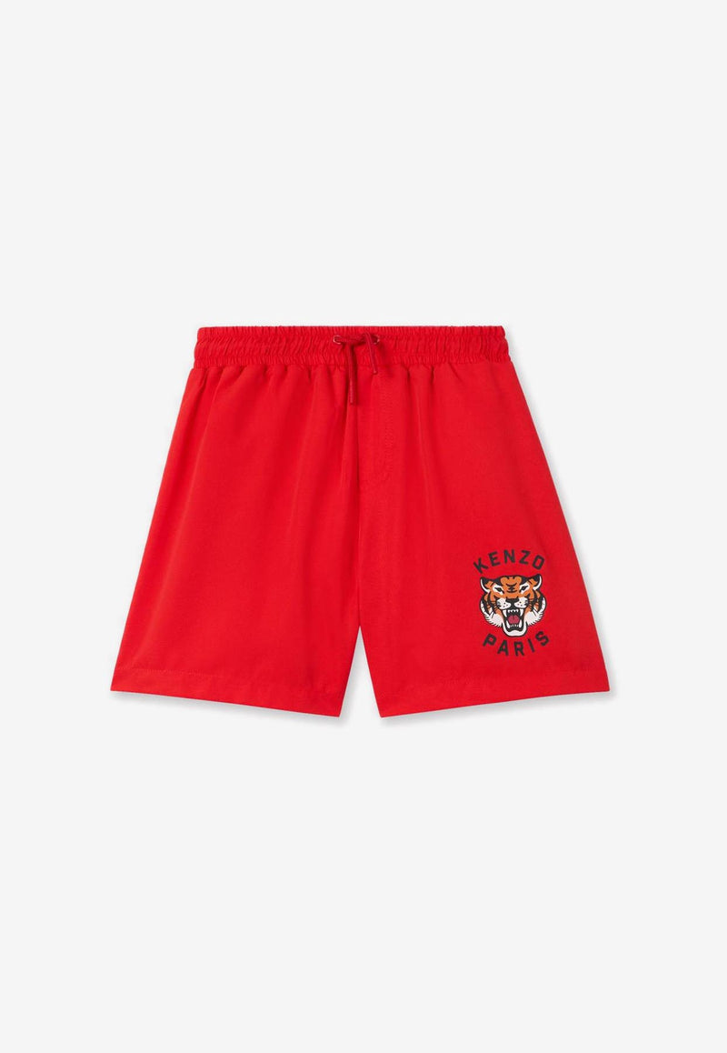 Kenzo Kids Boys Tiger Print Swim Shorts Red K61077/997_RED