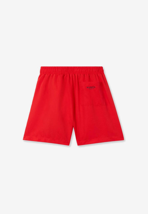 Kenzo Kids Boys Tiger Print Swim Shorts Red K61077/997_RED