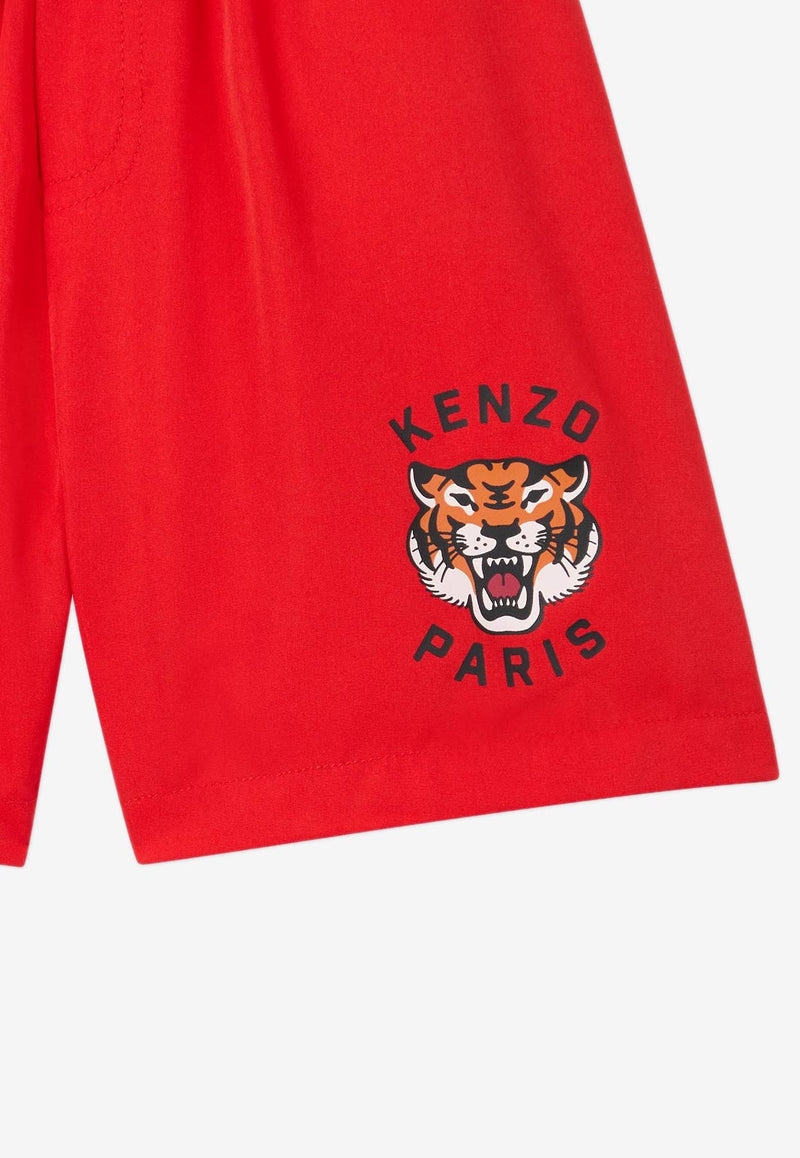 Kenzo Kids Boys Tiger Print Swim Shorts Red K61077/997_RED