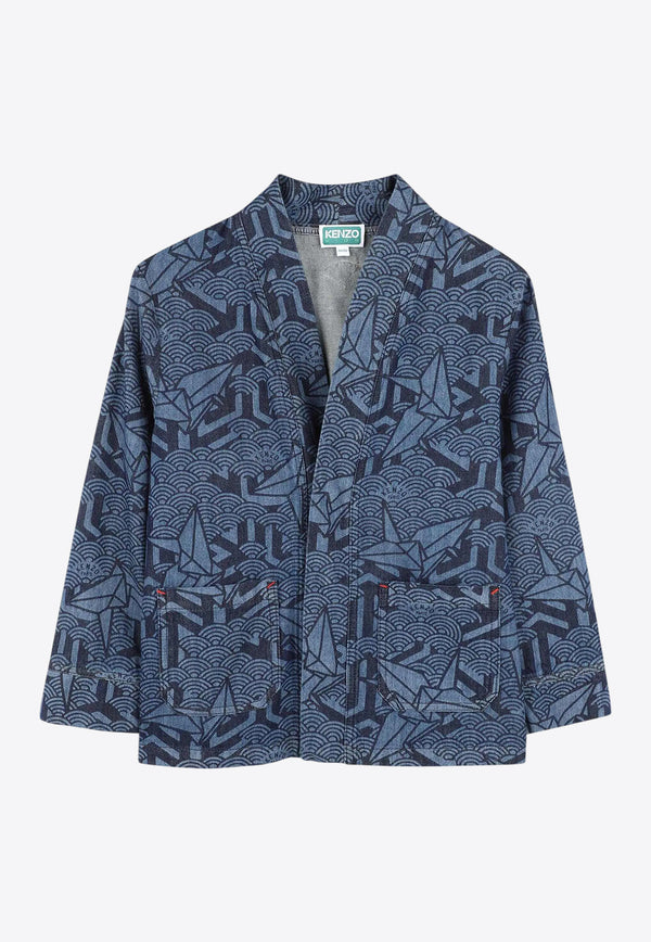 Kenzo Kids Boys Abstract Pattern Denim Jacket Blue K61083/Z45_BLUE MULTI