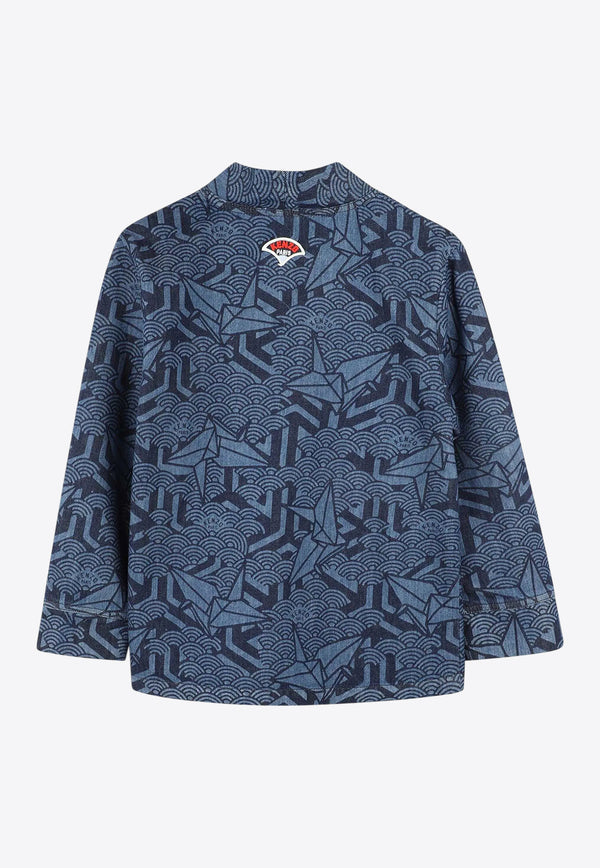Kenzo Kids Boys Abstract Pattern Denim Jacket Blue K61083/Z45_BLUE MULTI
