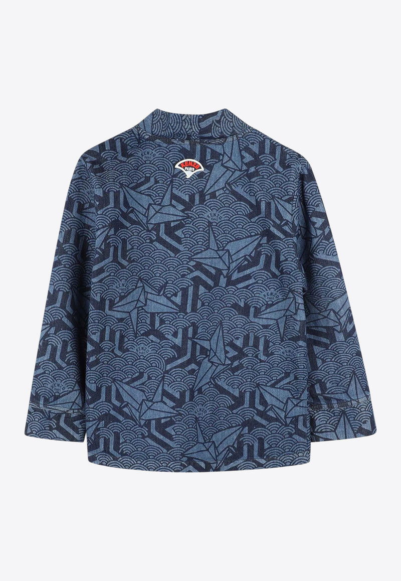 Kenzo Kids Boys Abstract Pattern Denim Jacket Blue K61083/Z45_BLUE MULTI