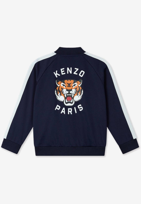 Kenzo Kids Boys Tiger Print Zip-Up Sweatshirt Navy K61091/848_NAVY