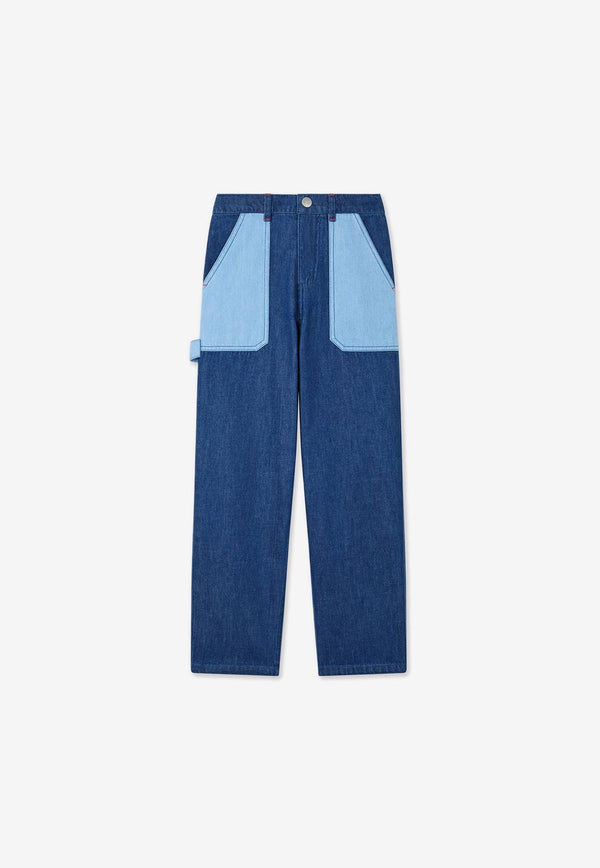 Kenzo Kids Boys East West Embroidered Jeans Denim K61098/Z25_DENIM