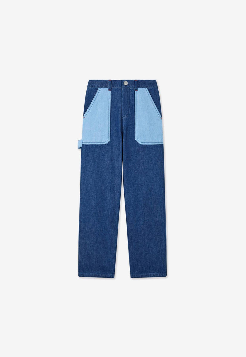 Kenzo Kids Boys East West Embroidered Jeans Denim K61098/Z25_DENIM