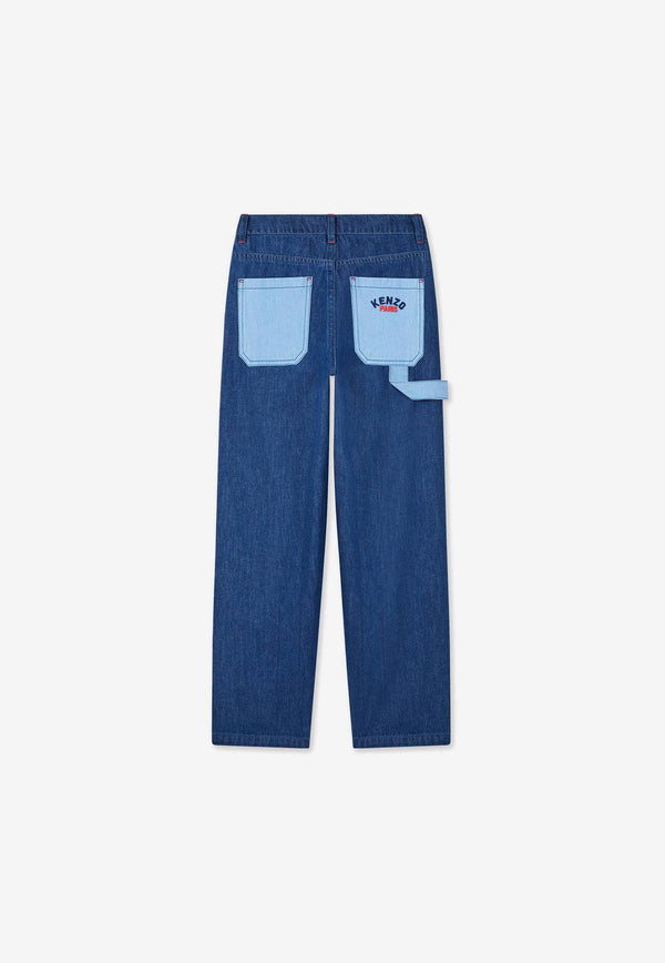 Kenzo Kids Boys East West Embroidered Jeans Denim K61098/Z25_DENIM