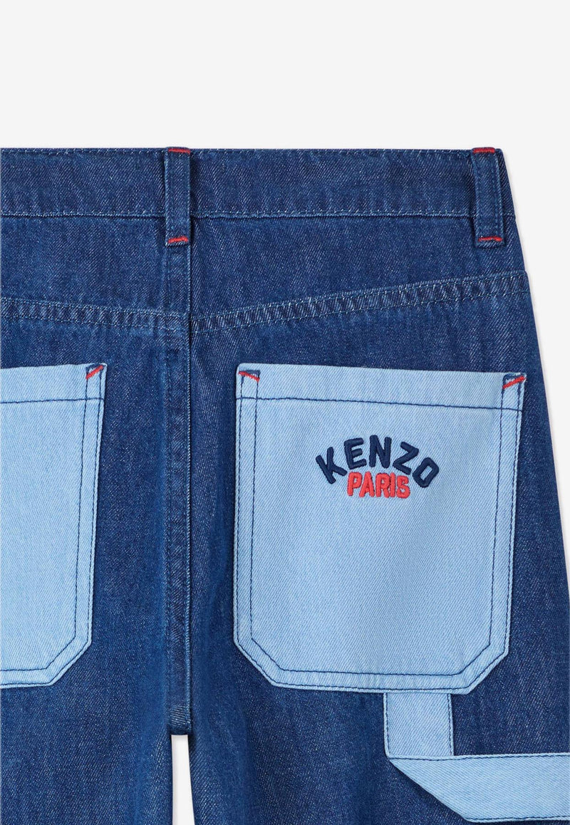 Kenzo Kids Boys East West Embroidered Jeans Denim K61098/Z25_DENIM