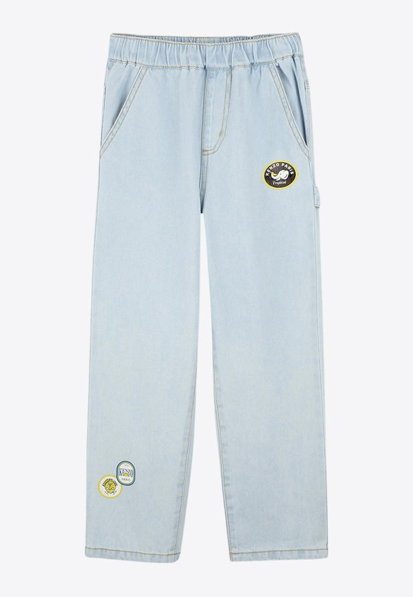 Kenzo Kids Boys Fruity Stickers Print Jeans Denim K61101/Z74_DENIM