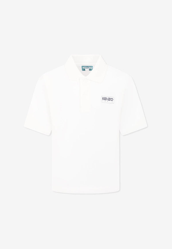Kenzo Kids Boys Logo Patch Polo T-shirt Off-white K61105/117_OFF-WHITE