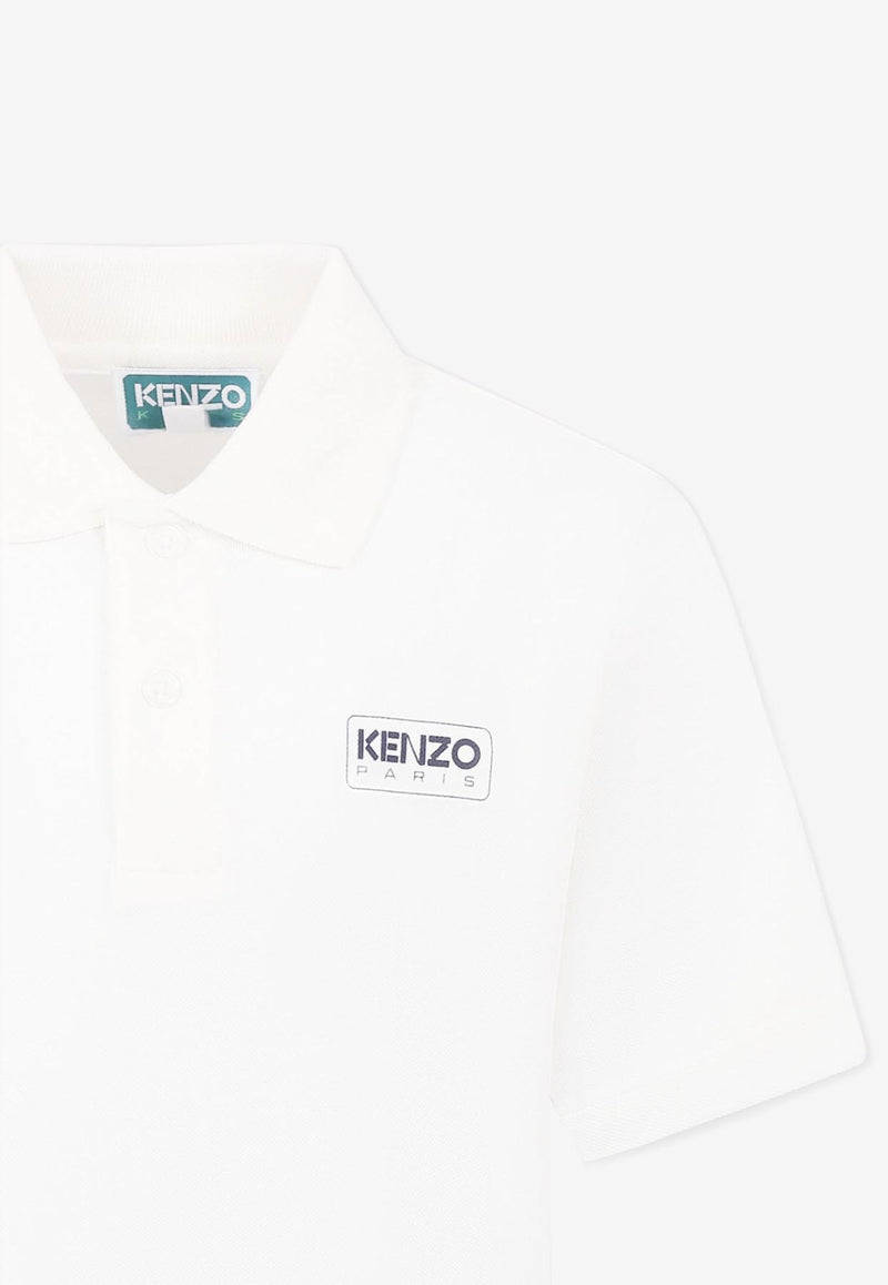 Kenzo Kids Boys Logo Patch Polo T-shirt Off-white K61105/117_OFF-WHITE