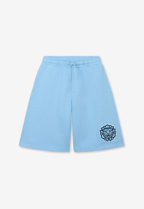 Kenzo Kids Boys East West Embroidered Bermuda Shorts Light Blue K61115/789_LIGHT BLUE