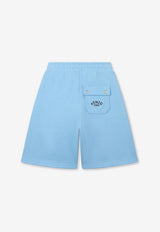 Kenzo Kids Boys East West Embroidered Bermuda Shorts Light Blue K61115/789_LIGHT BLUE