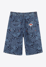 Kenzo Kids Boys Geometric Print Bermuda Shorts Blue K61117/Z45_BLUE MULTI