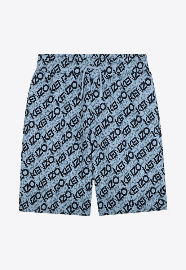 Kenzo Kids Boys All-Over Logo Track Shorts Light Blue K61119/789_LIGHT BLUE