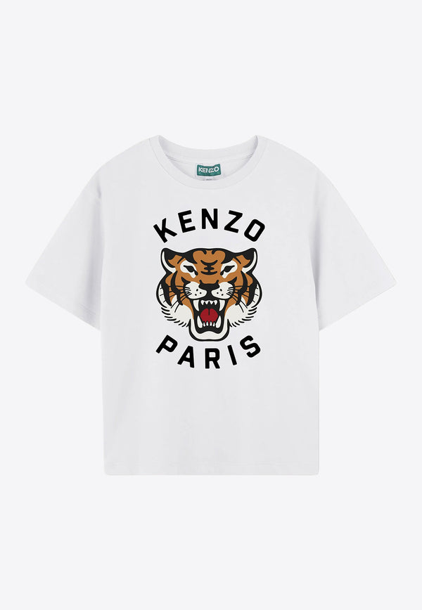 Kenzo Kids Boys Lucky Tiger Print T-shirt K61137/10P_WHITE