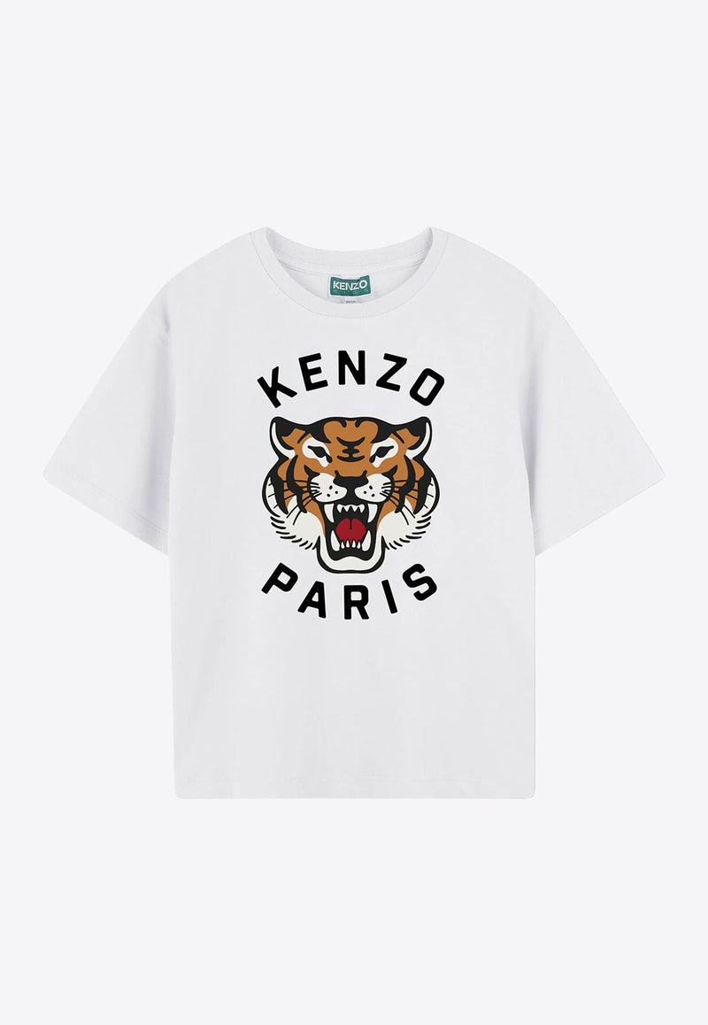 Kenzo Kids Boys Lucky Tiger Print T-shirt K61137/10P_WHITE