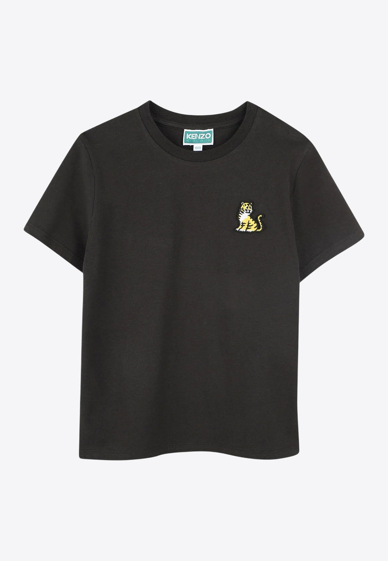 Kenzo Kids Boys Embroidered Tiger Logo T-shirt K61138/095_BLACK