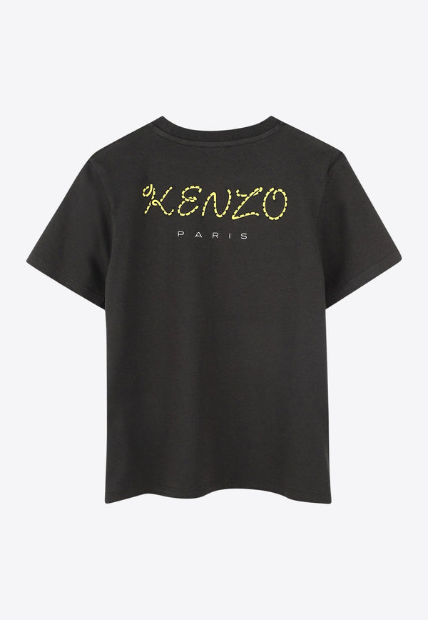 Kenzo Kids Boys Embroidered Tiger Logo T-shirt K61138/095_BLACK