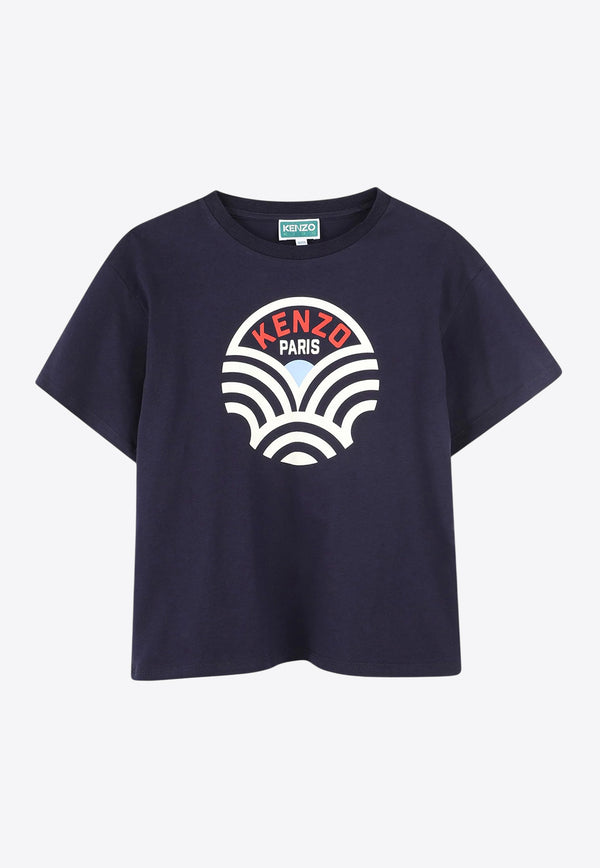 Kenzo Kids Boys Logo Print T-shirt K61149/848_NAVY