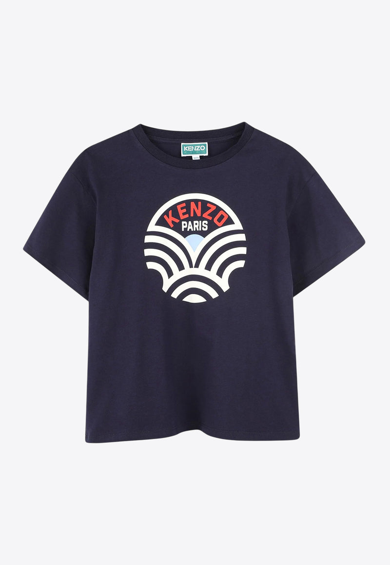 Kenzo Kids Boys Logo Print T-shirt K61149/848_NAVY