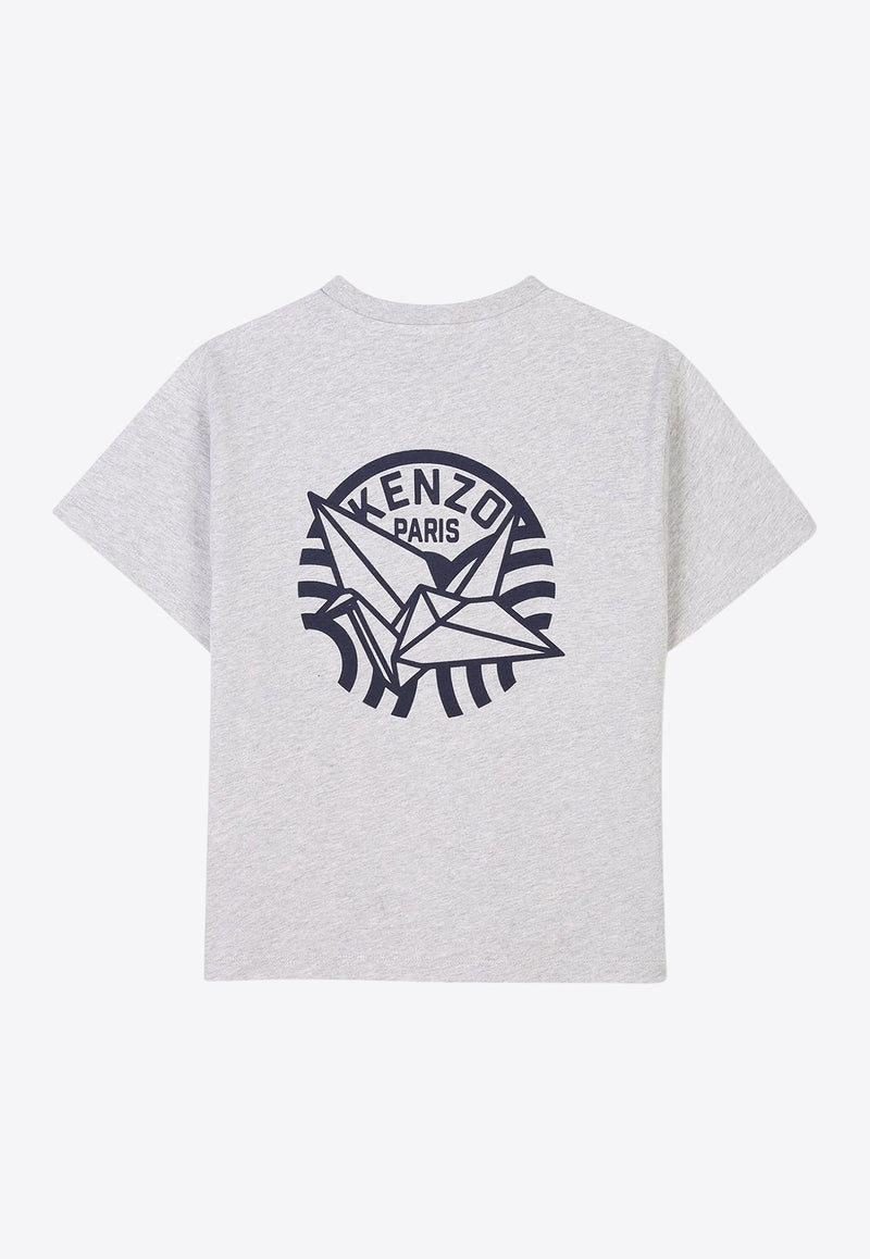 Kenzo Kids Boys Origami Print Logo T-shirt K61150/A20_LIGHT GREY